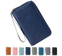 Genérico Rowgins Multi-Functional RFID Passport Wallet, Passport Holder for Travel for Men & Women, with Smooth Zipper and Organized Compartments for Secure Travel (Dark Blue)