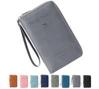 Genérico Rowgins Multi-Functional RFID Passport Wallet, Passport Holder for Travel for Men & Women, with Smooth Zipper and Organized Compartments for Secure Travel (Grey)