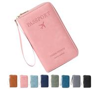 Genérico Rowgins Multi-Functional RFID Passport Wallet, Passport Holder for Travel for Men & Women, with Smooth Zipper and Organized Compartments for Secure Travel (Pink)