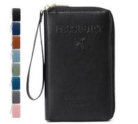 Genérico Rowgins Multi-Functional RFID Passport Wallet, RFID Passport Holder for Travel, Passport Holder for Travel Essentials, Anti-Theft Leather Cover (Black)