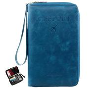 Genérico Rowgins Multi-Functional RFID Passport Wallet, Travel Passport Holder For Men & Women, Secure ID Card Organizer with Anti-Theft Protection, Leather Cover for Tickets (Peacock Blue)