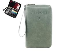 Genérico Rowgins Multi-Functional RFID Passport Wallet, Travel Passport Holder for Men & Women, Secure ID Card Organizer with Anti-Theft Protection, Card Organizer for Men Women (Green)