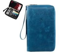 Genérico Rowgins Multi-Functional RFID Passport Wallet, Travel Passport Holder for Men & Women, Secure ID Card Organizer with Anti-Theft Protection, Card Organizer for Men Women (Blue A)