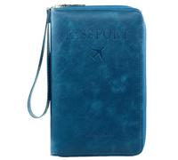 Genérico Rowgins Multi-Functional RFID Passport Wallet, Travel Passport Holder for Men & Women, Secure ID Card Organizer with Anti-Theft Protection for Credit Cards, Tickets, and Cash (Peacock Blue)