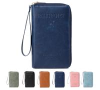 Genérico Rowgins Multi-Functional RFID Passport Wallet, Travel Wallet for Men & Women Anti Theft Passport Holder for Credit Cards, Tickets, and Cash (Dark Blue)
