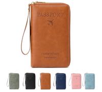 Genérico Rowgins Multi-Functional RFID Passport Wallet, Travel Wallet for Men & Women Anti Theft Passport Holder for Credit Cards, Tickets, and Cash (Brown)