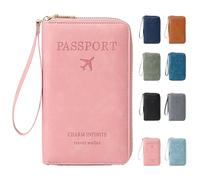 Genérico Rowgins RFID Passport Holder, RFID Passport Wallet, Pass-Port Holder for Travel Essentials Wallet Cover Case for Travel (Pink)