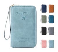 Genérico Rowgins RFID Passport Holder, RFID Passport Wallet, Pass-Port Holder for Travel Essentials Wallet Cover Case for Travel (Light Blue)