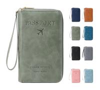 Genérico Rowgins RFID Passport Holder, RFID Passport Wallet, Pass-Port Holder for Travel Essentials Wallet Cover Case for Travel (Green)