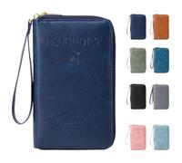 Genérico Rowgins RFID Passport Holder, RFID Passport Wallet, Pass-Port Holder for Travel Essentials Wallet Cover Case for Travel (Blue)