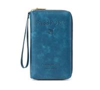 Genérico Rowgins Rfid Passport Holder, Rowgins Multi-Functional RFID Passport Wallet, Travel Essentials Organizer with Card Slots, Slim Passport Cover for Men and Women (Blue a)