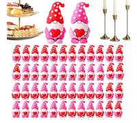 Genérico Rubber Tiny Heart Gnomes Figurines | 50Pcs Valentine's Day Mini Gnomes Figures,Valentines Party Favors, Funny Tiered Tray Table Decoration For Wedding Parties