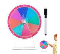 Generico Rueda de premios portátil - Rueda Draw Spin To Win de 4,92 pulgadas | Juguete interactivo Color de mesa de acrílico borrable con marcador para el aula de ferias
