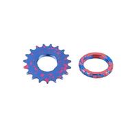 Genérico Rueda Libre de Bicicleta piñón Fijo Azul y Rojo AL-7075 13T 14T 15T 16T 18T 20T Engranaje Fixie Marcha única(19T)