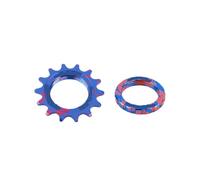 Genérico Rueda Libre de Bicicleta piñón Fijo Azul y Rojo AL-7075 13T 14T 15T 16T 18T 20T Engranaje Fixie Marcha única(14T)
