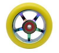 Genérico Ruedas Patinete Seguro 2 unids aleación de Aluminio 100/110 mm Pro Stunt SCUNT Scooter Ruedas con RODAMIENTO Path Scooters Piezas REEMPLAZOS Accesorios(Yellow PU 100mm)