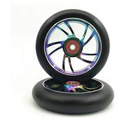 Genérico Ruedas Patinete Seguro 2pcs 120mm Freestyle Stunt Scooter Ruedas con Alto Contenido de aleación Aluminio PU Altamente elástico 22 * 8 7mm Rodamientos(Colorful 120mm S)