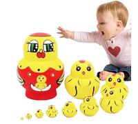 Genérico Russian Nesting Dolls Chicken, Wooden Animal Pattern Toys, 4,53 x 3,35 pulgadas Poultry Stacking Set & Lightweight, Classic Handcrafted Roosting Doll for Boys, Girls, and Kids Playtime