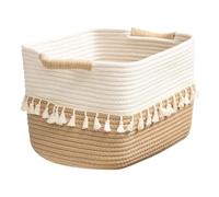 Genérico Rustic Cotton Woven Storage Baskets | Organizing Baskets With Handles For Closet, Laundry, Bathroom, Bedroom, Kitchen, Perfect For Toys, Blankets, Towels, Books, And Home Storage Décor