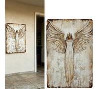 Genérico Rustic Guardian Angel Metal Wall Art, Vintage Distressed Guardian Angel Wings Metal Plaque Sign for Home Bedroom Memorial Christian Decor, Indoor Outdoor Wall Sign Gifts for Mom Grandma