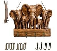 Genérico Rustic Highland Cow Wooden Family Key Holder, Three Adorable Cows Keys Decorative Rack, Farmhouse Wall Mount Bullhead Animal Key Hooks with 4 Metal Hooks for Entryway,Hallway,Home Gift