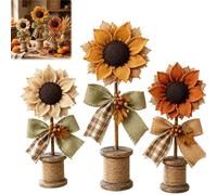 Genérico Rustic Sunflower Tabletop Decor Set of 3,Freestanding Farmhouse Autumn Sunflower Tabletop Decoration,Country Plaid Flowers Centerpiece,for Porch Mantel Bedroom Office Home Ornament