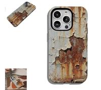 Genérico Rusty Metal Phone Case, Industrial Rust Glossy Faux Rust Phone Case, Two-in-One Black Silicone Bottom Cover for iPhone 16/15/14/13/12/11 Pro MAX (11 Pro,A)