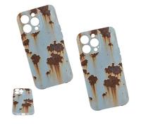 Genérico Rusty Phone Case with Phone 16/15/14/13/12/11, Rusty Imitation Case Cover, Creative Industrial Iron Style Shockproof Case (2pcs-Soft Shell,13pro)