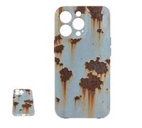 Genérico Rusty Phone Case with Phone 16/15/14/13/12/11, Rusty Imitation Case Cover, Creative Industrial Iron Style Shockproof Case (Soft Shell,14promax)