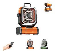 Genérico Rxvca Fan, Rxvca Ultra Fan, 360° Auto Oscillation with 4 Speed Levels, USB Rechargeable Battery Powered, with Remote Control, LED Lantern & Hook, for Personal Use in Office, Home (Orange)