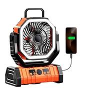 Genérico Rxvca Ultra Fan, Rxvca Fan, 360° Auto Oscillation With 4 Speed Levels, with Remote Control, LED Lantern & Hook, Phone Charging, Ideal for Camping and Outdoor Use(Yellow)