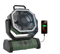 Genérico Rxvca Ultra Fan, Rxvca Fan, 360° Auto Oscillation With 4 Speed Levels, with Remote Control, LED Lantern & Hook, Phone Charging, Ideal for Camping and Outdoor Use(Green)