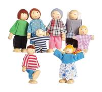 Genérico s Familiares de Madera - 8 Figuras Plegables para Casa De, Personajes Articulados, Acabado Liso, Conjunto De Juego | Hacer Sonar Juguetes para Preescolar, Escuela,