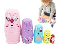 Genérico s Gigognes Conejos - Madera Rusa | s Gigognes Madera Conejo Dibujos Animados Hecho A Mano | Juego Apilamiento Educativo para, Niños, Niñas & Decoración