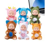 Genérico s Reborn Dormies, pequeño conjunto de s Reborn | 6X Niña Reborn Linda de 3 pulgadas, Princesa realista, Accesorios de juego con ropa de cambio para habitación infantil, coche