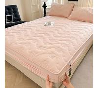 Genérico Sábana Bajera Ajustable con Bolsillo Profundo, Acolchada, Suave, Transpirable, Antideslizante, Resistente A Las Arrugas Y Lavable A Máquina,Rosado,48x74cm(19x29inch)