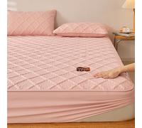 Genérico Sábana Bajera De Algodón con Bolsillo Profundo De 30 Cm. Sábana De Algodón Acolchada Y Transpirable. Sábana De Cama De Color Liso. Sábana De Cama Suave Y Cómoda,Rosado,48x74cm(19x29inch)