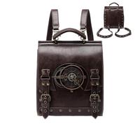 Genérico Sac À Dos Femme En Cuir PU Vintage Steampunk - Sac Ordinateur Portable Rétro Médiéval 1,075 Kg Sacà Dos Durable Pour Voyage, Camping, Travail, École, Cadeau Élégant