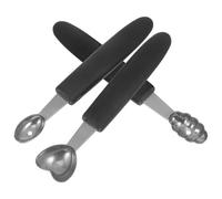 Genérico Sacabolas de Melón de Acero Inoxidable 3 Piezas - Cuchara para Helado Resistente, Diseño Ondulado, Ovalado Forma de Corazón, Adecuado para Frutas, Postres y Uso Doméstico