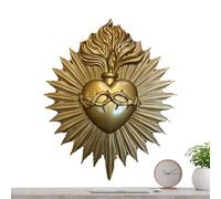 Genérico Sacred Heart Wall Decor - Hangable Wall Figurine Craft | Sacred Heart Resin Decorative Piece for Vintage Collectors, Living Room, Office, Study, Church or Home Use, 10.43x9.06x2.36in