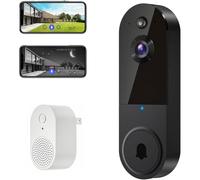 Genérico Safe Doorbell, Safe Doorbell Camera Wireless, Wireless Wi-Fi Video Doorbells, 1080p Smart Wirelesses Video Doorbells Camera Chime (Black B,2Pcs)