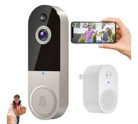 Genérico Safedoorbell The Smarter Way to Protect Your Home, Safe Doorbell Camera Wireless, Wireless Wi-Fi Video Doorbells Smart WiFi Doorbell Cameras, with Motion Detection (Beige)