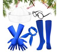 Genérico Sailor Accessories For Women - Halloween Sailor Accessories For Adults | Hat Scarf Stockings Gloves Eyeglass Frame For Nautical Marine Sailing Birthday Christmas Bachelor Party Cosplay