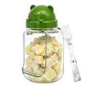 Genérico Salad Container - Bear Shaped Salad Jar With Measuring Markers For Meal Prep And Food Storage, Reusable Lunch Container For Home Kitchen School Office Gym
