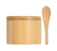 Genérico Salero de Madera con Tapa Magnética Giratoria Tarro Redondo para Especias y Condimentos de Cocina Recipiente Multifuncional para Sal Pimienta y Hierbas Organizador Compacto