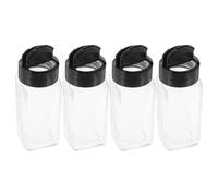 Genérico Salero y Pimentero de Vidrio Transparente 120 Ml con Tapa de Pp y Tapa Abatible, Juego de 4 Unidades para Condimentos de Cocina, Dispensador Portátil para Sal, Pimienta y Especias