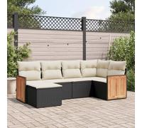 Genérico salón de jardín 6 piezas negro resina trenza con cojines | Modular, Funda Extraíble Lavable, Cómoda, Duradero, Para Terraza Patio