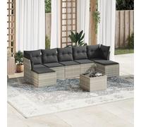 Genérico salón de jardín 8 piezas gris claro resina tejida | Modular, Cojín Grueso, Mesa de Cristal Templado, Funda Lavable, Exterior