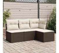 Genérico salón de jardín de 4 piezas con cojines marrones Resina Tressee | Modular con almacenamiento, funda extraíble lavable, bolsa impermeable incluida, para terraza o patio