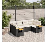 Genérico salón de jardín de 6 piezas, color negro resina tejida | Poli Ratán Duradero, Cojín Con Funda Desmontable, Mesa Plegable, Diseño Modular